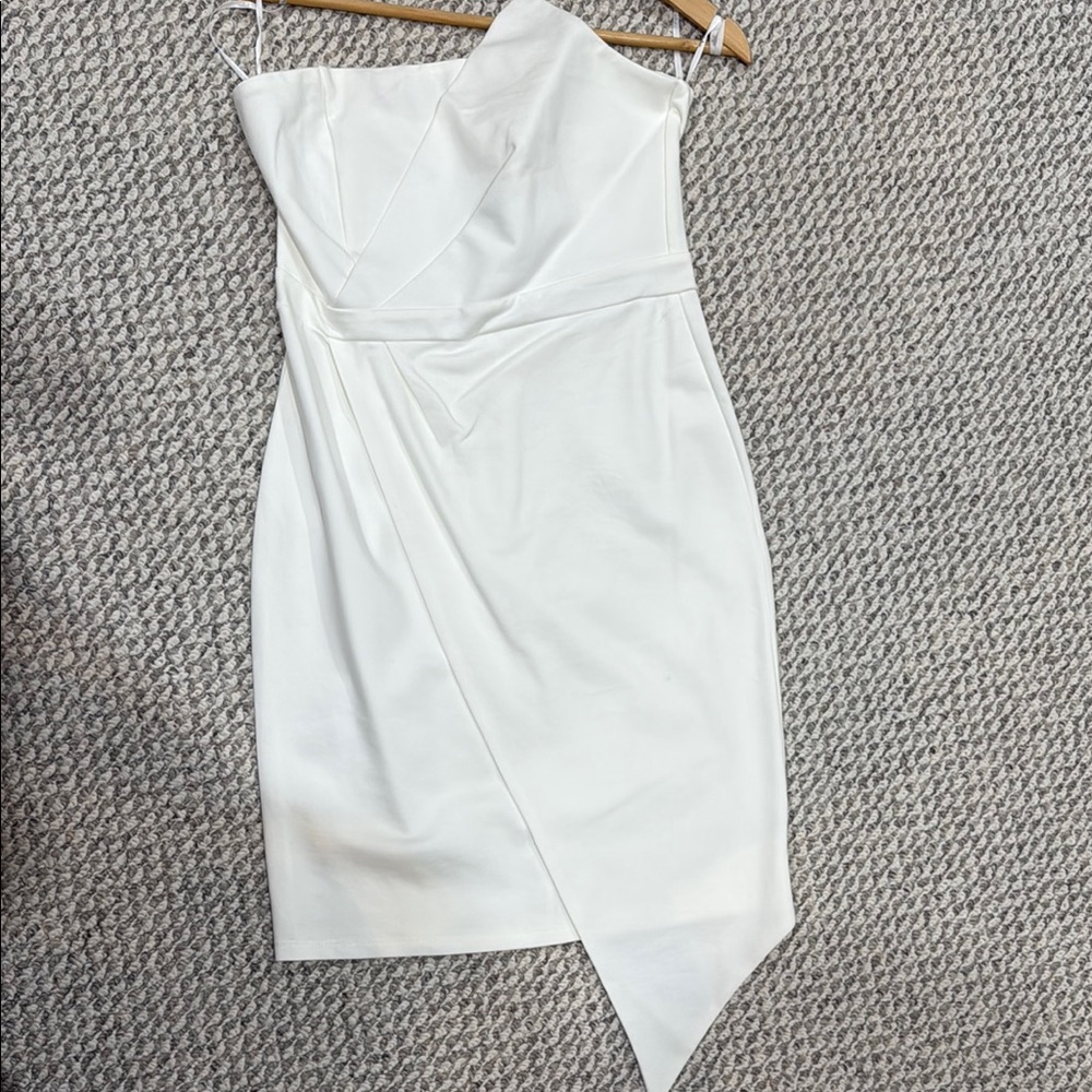 Lulu's White Asymmetrical Wrap Cocktail Dress